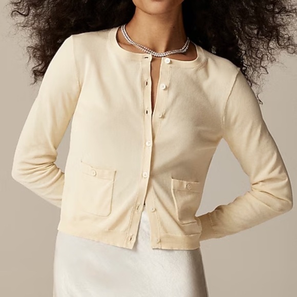 J. Crew Crewneck cardigan sweater in premium ultrafine cotton size M NWT CB893 - Picture 2 of 11